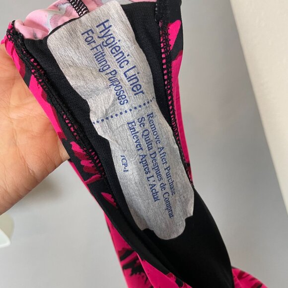 Aqua Green Swimsuit Floral‎ Pink Black Size Small One Piece V-Neck Bathing Suit - Picture 9 of 11